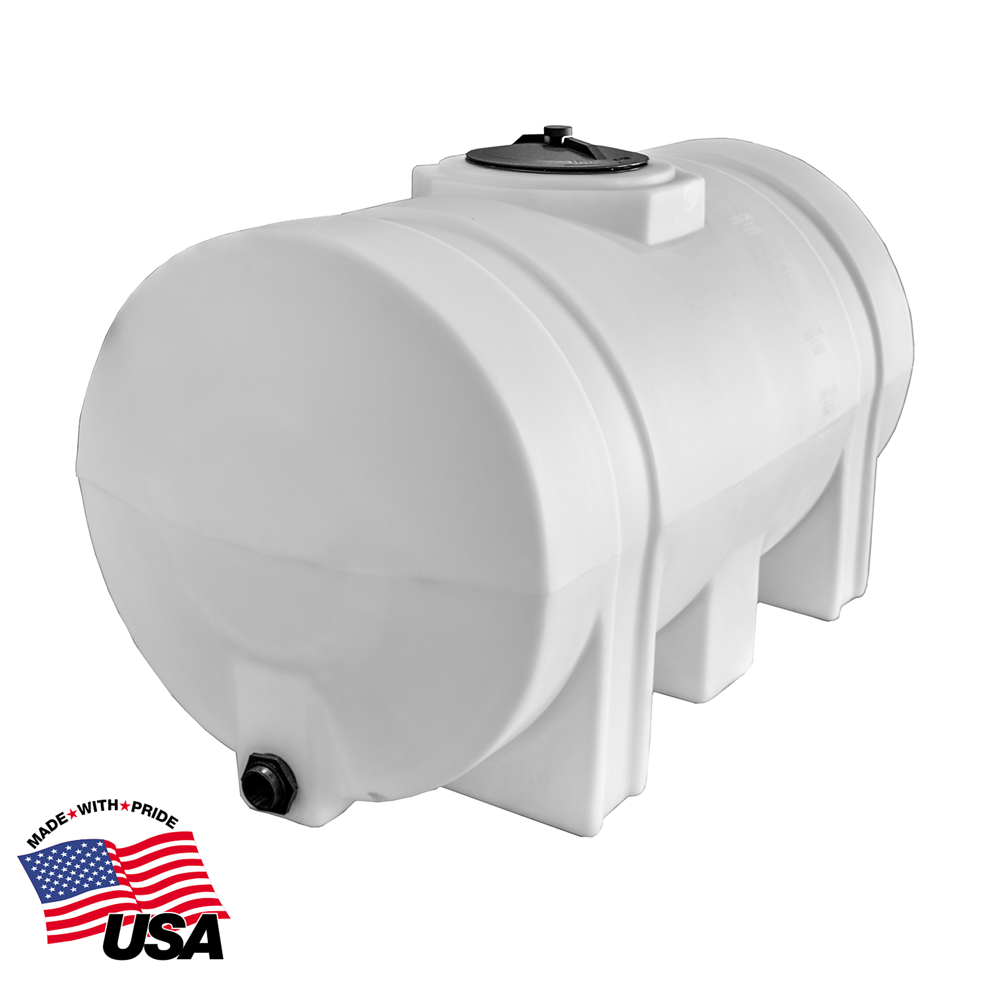 RomoTech 325 Gallon Water Tank - Horizontal with Legs, Poly Tank for Non-Flammable, BPA Free Liquids, UV-Resistant Storage, 2" NPT Outlet, Made in USA, Natural, Model# 82124259